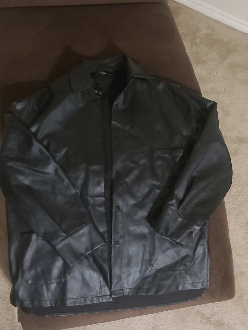 Cider Black Faux Leather Shirt Jacket